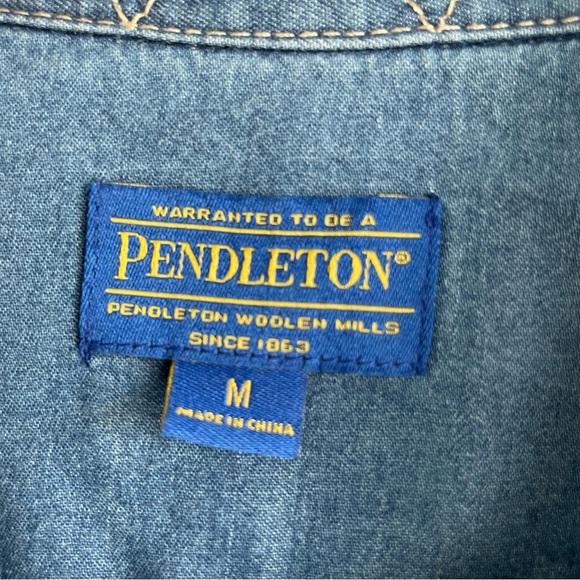 Pendleton Blue Denim Shirt button down western style jean shirt - Picture 5 of 9